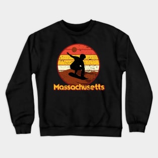 Sandboarding in Massachusetts Vintage Sunset Design Crewneck Sweatshirt